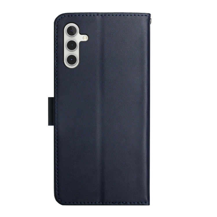 For Samsung Galaxy A13 5G Genuine Leather Fingerprint-proof Horizontal Flip Phone Case(Blue) - Galaxy Phone Cases by buy2fix | Online Shopping UK | buy2fix