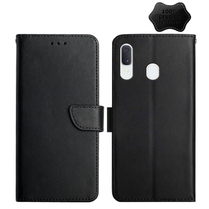 For Samsung Galaxy A20 / A30 Genuine Leather Fingerprint-proof Horizontal Flip Phone Case(Black) - Galaxy Phone Cases by buy2fix | Online Shopping UK | buy2fix
