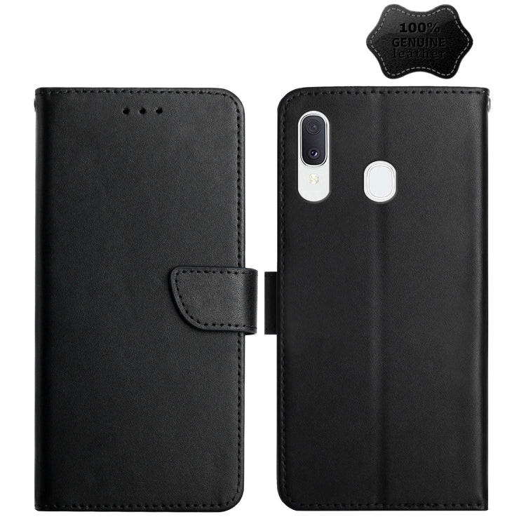For Samsung Galaxy A20e Genuine Leather Fingerprint-proof Horizontal Flip Phone Case(Black) - Galaxy Phone Cases by buy2fix | Online Shopping UK | buy2fix