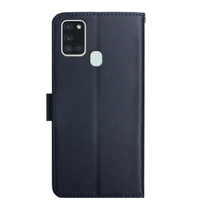 For Samsung Galaxy A21s Genuine Leather Fingerprint-proof Horizontal Flip Phone Case(Blue) - Galaxy Phone Cases by buy2fix | Online Shopping UK | buy2fix
