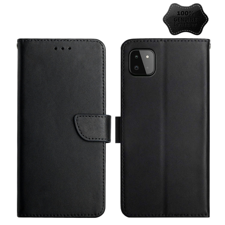 For Samsung Galaxy A22 5G Genuine Leather Fingerprint-proof Horizontal Flip Phone Case(Black) - Galaxy Phone Cases by buy2fix | Online Shopping UK | buy2fix