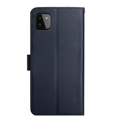 For Samsung Galaxy A22 5G Genuine Leather Fingerprint-proof Horizontal Flip Phone Case(Blue) - Galaxy Phone Cases by buy2fix | Online Shopping UK | buy2fix