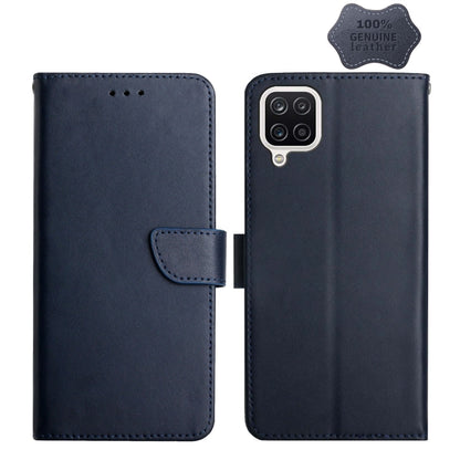 For Samsung Galaxy A42 5G Genuine Leather Fingerprint-proof Horizontal Flip Phone Case(Blue) - Galaxy Phone Cases by buy2fix | Online Shopping UK | buy2fix