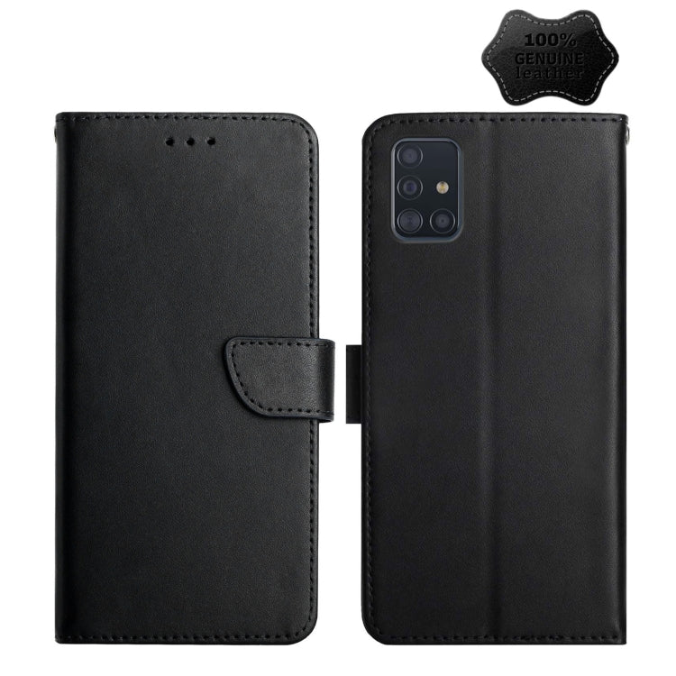 For Samsung Galaxy A51 Genuine Leather Fingerprint-proof Horizontal Flip Phone Case(Black) - Galaxy Phone Cases by buy2fix | Online Shopping UK | buy2fix