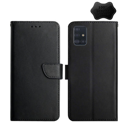 For Samsung Galaxy A51 Genuine Leather Fingerprint-proof Horizontal Flip Phone Case(Black) - Galaxy Phone Cases by buy2fix | Online Shopping UK | buy2fix