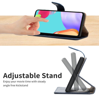 For Samsung Galaxy A51 5G Genuine Leather Fingerprint-proof Horizontal Flip Phone Case(Blue) - Galaxy Phone Cases by buy2fix | Online Shopping UK | buy2fix