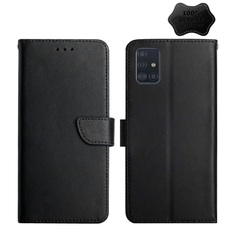 For Samsung Galaxy A71 Genuine Leather Fingerprint-proof Horizontal Flip Phone Case(Black) - Galaxy Phone Cases by buy2fix | Online Shopping UK | buy2fix