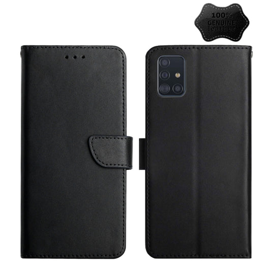 For Samsung Galaxy A71 Genuine Leather Fingerprint-proof Horizontal Flip Phone Case(Black) - Galaxy Phone Cases by buy2fix | Online Shopping UK | buy2fix