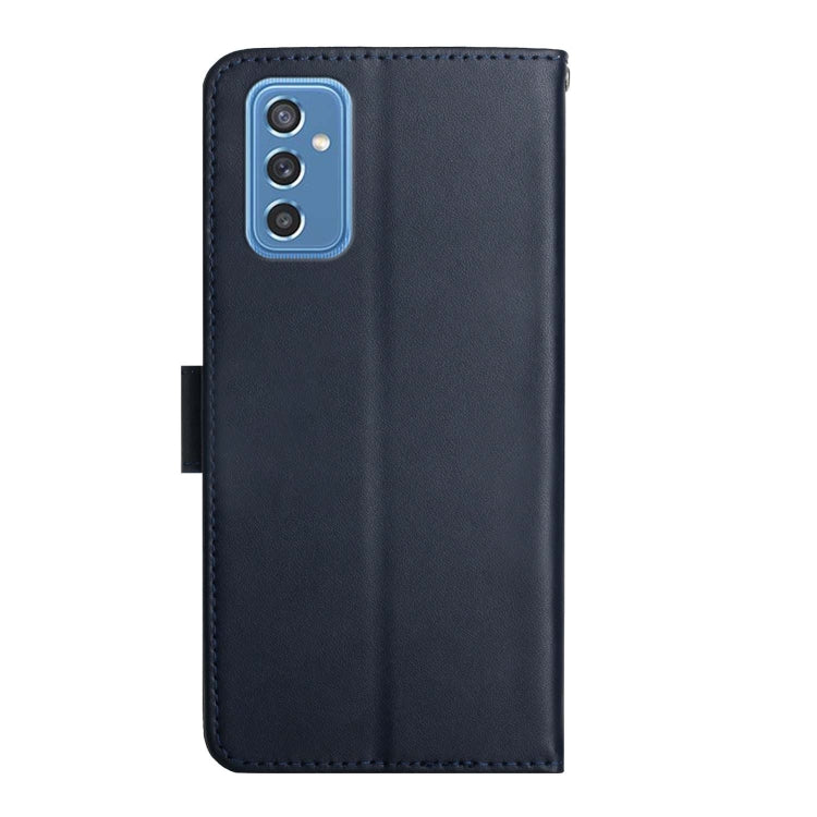 For Samsung Galaxy M52 5G Genuine Leather Fingerprint-proof Horizontal Flip Phone Case(Blue) - Galaxy Phone Cases by buy2fix | Online Shopping UK | buy2fix