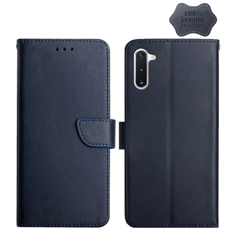 For Samsung Galaxy Note10 Genuine Leather Fingerprint-proof Horizontal Flip Phone Case(Blue) - Galaxy Phone Cases by buy2fix | Online Shopping UK | buy2fix