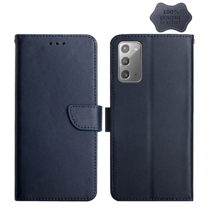 For Samsung Galaxy Note20 Genuine Leather Fingerprint-proof Horizontal Flip Phone Case(Blue) - Galaxy Note20 Cases by buy2fix | Online Shopping UK | buy2fix