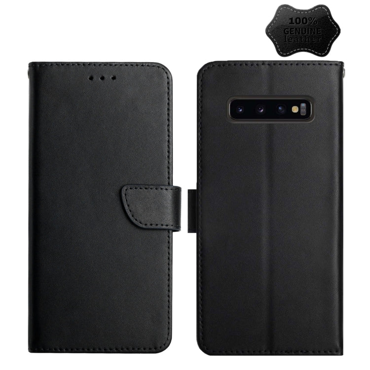 For Samsung Galaxy S10 Genuine Leather Fingerprint-proof Horizontal Flip Phone Case(Black) - Galaxy Phone Cases by buy2fix | Online Shopping UK | buy2fix