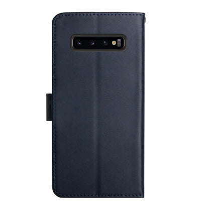 For Samsung Galaxy S10 Genuine Leather Fingerprint-proof Horizontal Flip Phone Case(Blue) - Galaxy Phone Cases by buy2fix | Online Shopping UK | buy2fix