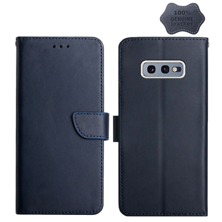 For Samsung Galaxy S10e Genuine Leather Fingerprint-proof Horizontal Flip Phone Case(Blue) - Galaxy Phone Cases by buy2fix | Online Shopping UK | buy2fix