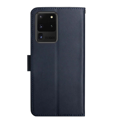 For Samsung Galaxy S20 Ultra Genuine Leather Fingerprint-proof Horizontal Flip Phone Case(Blue) - Galaxy Phone Cases by buy2fix | Online Shopping UK | buy2fix