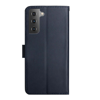 For Samsung Galaxy S22 5G Genuine Leather Fingerprint-proof Horizontal Flip Phone Case(Blue) - Galaxy S22 5G Cases by buy2fix | Online Shopping UK | buy2fix