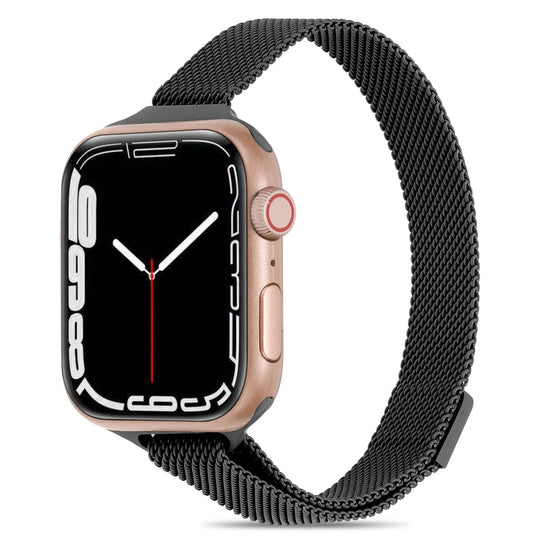 Milanese Small Waist Watch Band For Apple Watch Series 9&8&7 41mm / SE 3&SE 2&6&SE&5&4 40mm / 3&2&1 38mm(Black)
