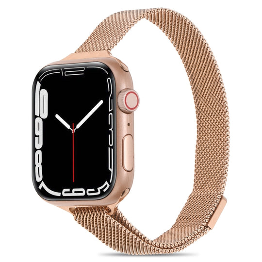 Milanese Small Waist Watch Band For Apple Watch Series 9&8&7 41mm / SE 3&SE 2&6&SE&5&4 40mm / 3&2&1 38mm(Rose Gold)