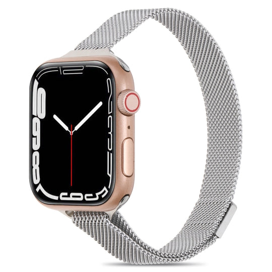Milanese Small Waist Watch Band For Apple Watch Series 9&8&7 41mm / SE 3&SE 2&6&SE&5&4 40mm / 3&2&1 38mm(Silver)