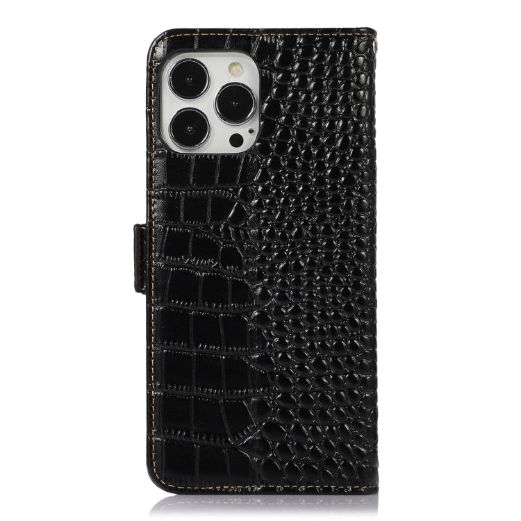For iPhone 13 Pro Crocodile Top Layer Cowhide Leather Phone Case (Black) - iPhone 13 Pro Cases by buy2fix | Online Shopping UK | buy2fix
