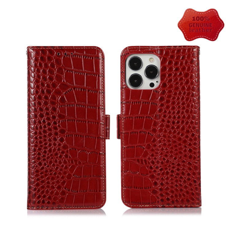 For iPhone 13 Pro Crocodile Top Layer Cowhide Leather Phone Case (Red) - iPhone 13 Pro Cases by buy2fix | Online Shopping UK | buy2fix
