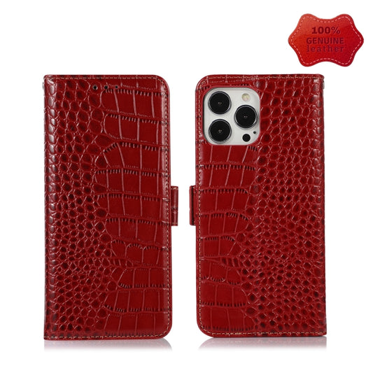 For iPhone 13 Pro Crocodile Top Layer Cowhide Leather Phone Case (Red) - iPhone 13 Pro Cases by buy2fix | Online Shopping UK | buy2fix