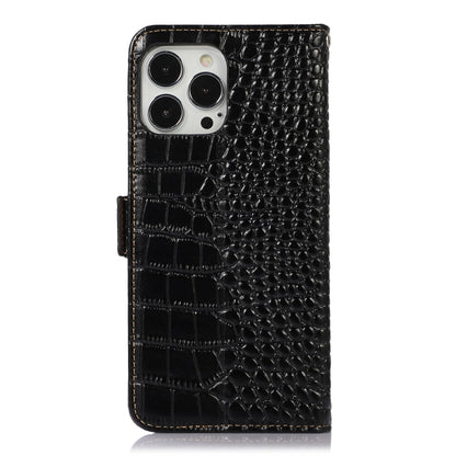For iPhone 13 Pro Max Crocodile Top Layer Cowhide Leather Phone Case (Black) - iPhone 13 Pro Max Cases by buy2fix | Online Shopping UK | buy2fix