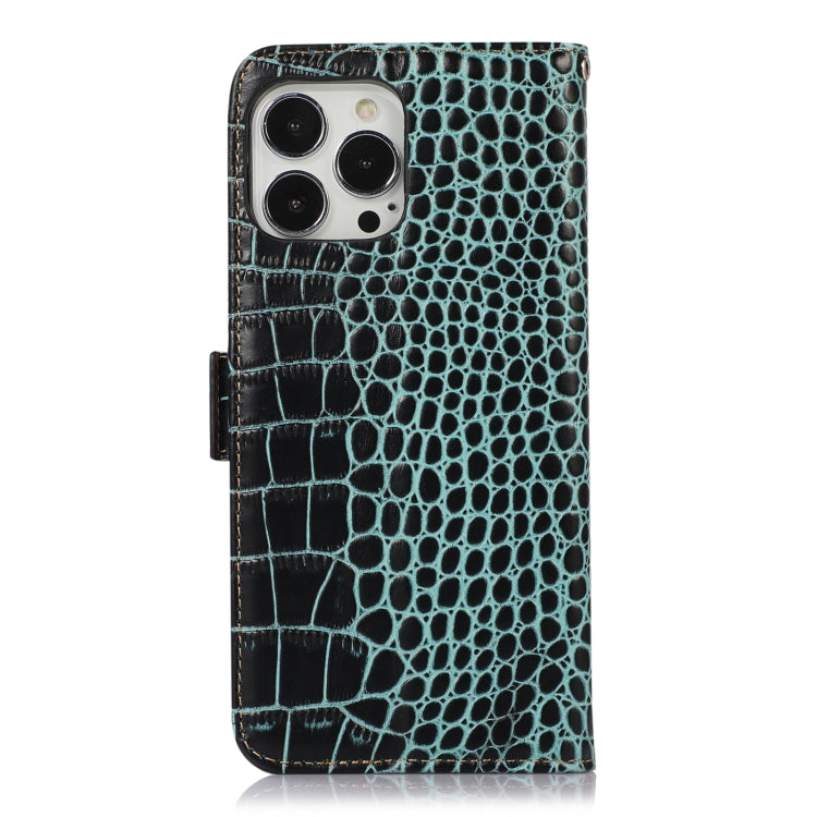 For iPhone 13 Pro Max Crocodile Top Layer Cowhide Leather Phone Case (Green) - iPhone 13 Pro Max Cases by buy2fix | Online Shopping UK | buy2fix