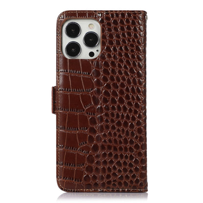 For iPhone 13 Pro Max Crocodile Top Layer Cowhide Leather Phone Case (Brown) - iPhone 13 Pro Max Cases by buy2fix | Online Shopping UK | buy2fix
