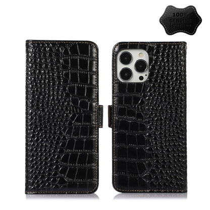 For iPhone 12 Pro Max Crocodile Top Layer Cowhide Leather Phone Case(Black) - iPhone 12 Pro Max Cases by buy2fix | Online Shopping UK | buy2fix