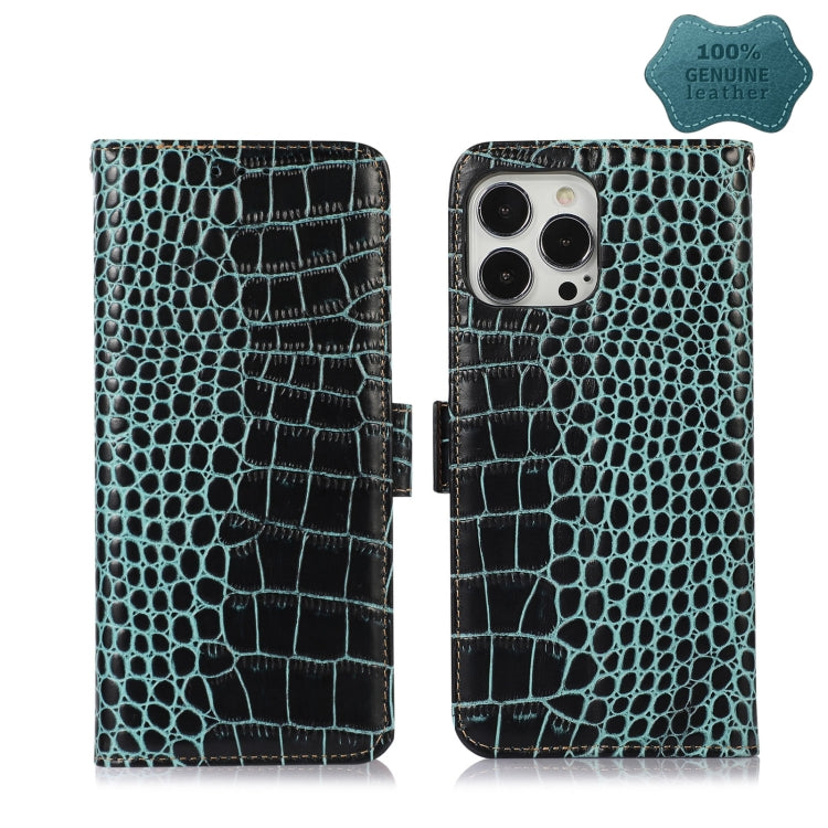 For iPhone 12 Pro Max Crocodile Top Layer Cowhide Leather Phone Case(Green) - iPhone 12 Pro Max Cases by buy2fix | Online Shopping UK | buy2fix