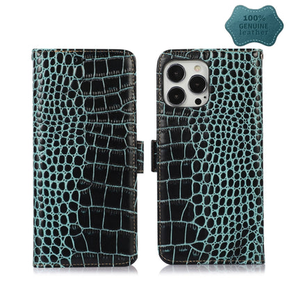 For iPhone 12 Pro Max Crocodile Top Layer Cowhide Leather Phone Case(Green) - iPhone 12 Pro Max Cases by buy2fix | Online Shopping UK | buy2fix