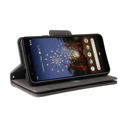 For Google Pixel 3A Rivet Buckle 9 Cards Three Fold Leather Phone Case(Grey) by buy2fix