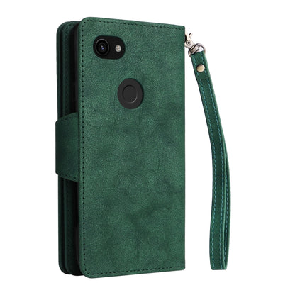 For Google Pixel 3A Rivet Buckle 9 Cards Three Fold Leather Phone Case(Green) by buy2fix