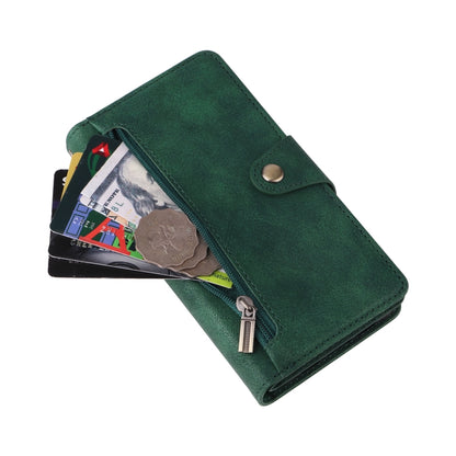 For Google Pixel 3A Rivet Buckle 9 Cards Three Fold Leather Phone Case(Green) by buy2fix
