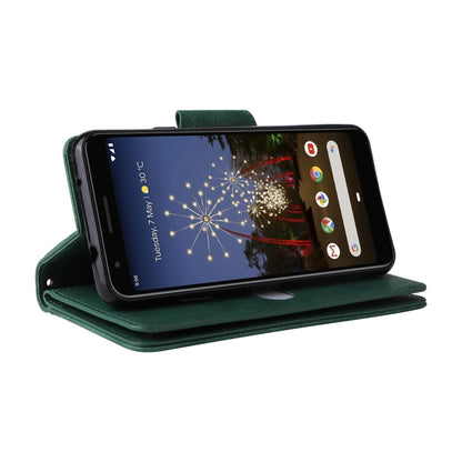 For Google Pixel 3A Rivet Buckle 9 Cards Three Fold Leather Phone Case(Green) by buy2fix