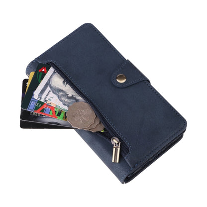 For Google Pixel 3A XL Rivet Buckle 9 Cards Three Fold Leather Phone Case(Blue) by buy2fix