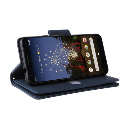 For Google Pixel 3A XL Rivet Buckle 9 Cards Three Fold Leather Phone Case(Blue) by buy2fix
