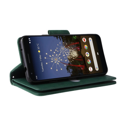 For Google Pixel 3A XL Rivet Buckle 9 Cards Three Fold Leather Phone Case(Green) by buy2fix