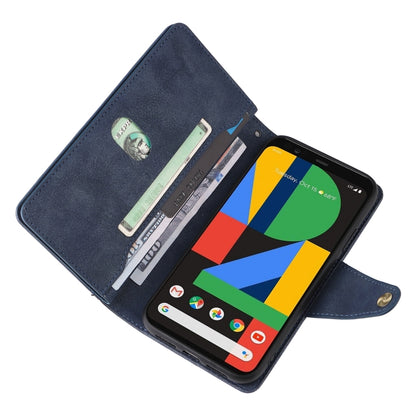 For Google Pixel 4 Rivet Buckle 9 Cards Three Fold Leather Phone Case(Blue) by buy2fix