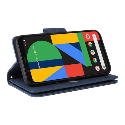 For Google Pixel 4 Rivet Buckle 9 Cards Three Fold Leather Phone Case(Blue) by buy2fix