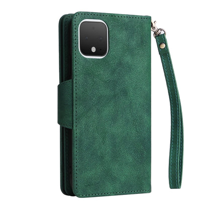 For Google Pixel 4 Rivet Buckle 9 Cards Three Fold Leather Phone Case(Green) by buy2fix