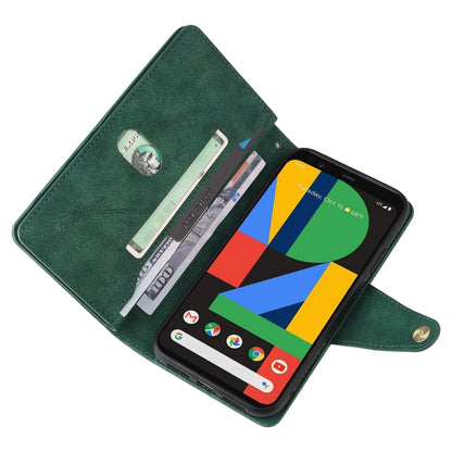 For Google Pixel 4 Rivet Buckle 9 Cards Three Fold Leather Phone Case(Green) by buy2fix