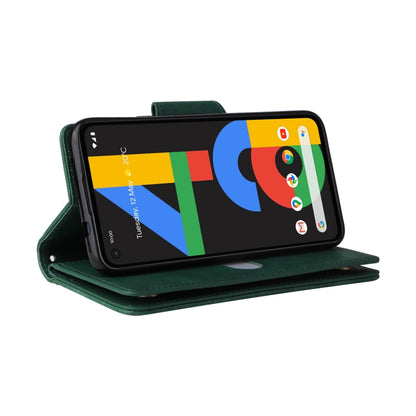 For Google Pixel 4A 4G Rivet Buckle 9 Cards Three Fold Leather Phone Case(Green) by buy2fix