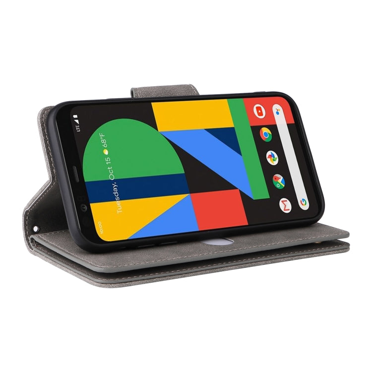 For Google Pixel 4 XL Rivet Buckle 9 Cards Three Fold Leather Phone Case(Grey) by buy2fix