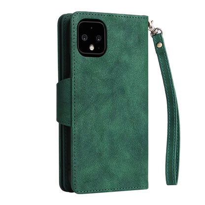 For Google Pixel 4 XL Rivet Buckle 9 Cards Three Fold Leather Phone Case(Green) by buy2fix