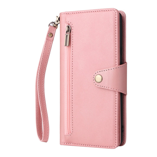 For Google Pixel 6 Rivet Buckle 9 Cards Three Fold Leather Phone Case(Rose Gold) by buy2fix