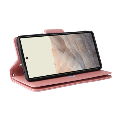 For Google Pixel 6 Rivet Buckle 9 Cards Three Fold Leather Phone Case(Rose Gold) by buy2fix