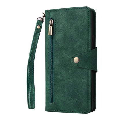 For Google Pixel 6 Pro Rivet Buckle 9 Cards Three Fold Leather Phone Case(Green) by buy2fix