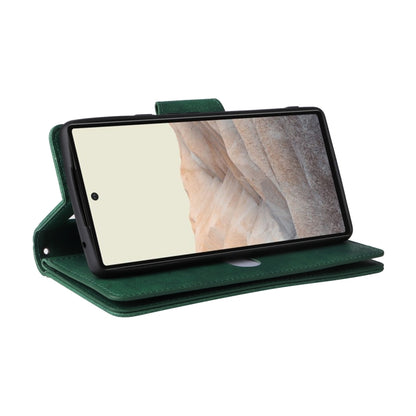 For Google Pixel 6 Pro Rivet Buckle 9 Cards Three Fold Leather Phone Case(Green) by buy2fix